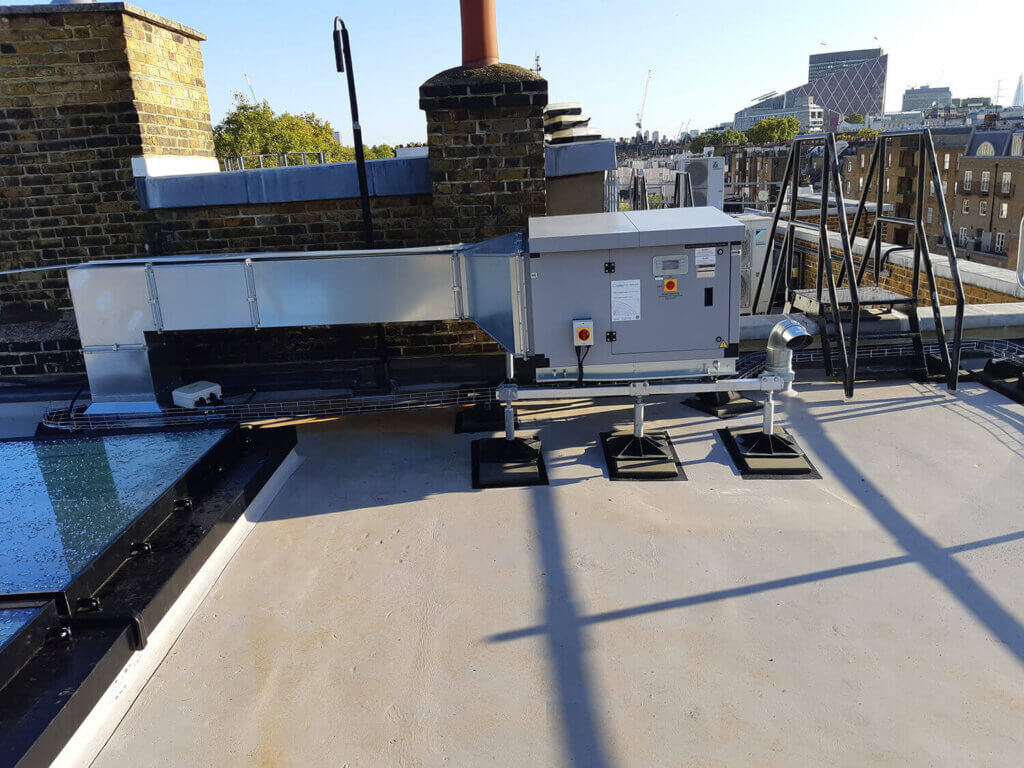 External air conditioning plant equipment located on the roof to meet planning permission requirements