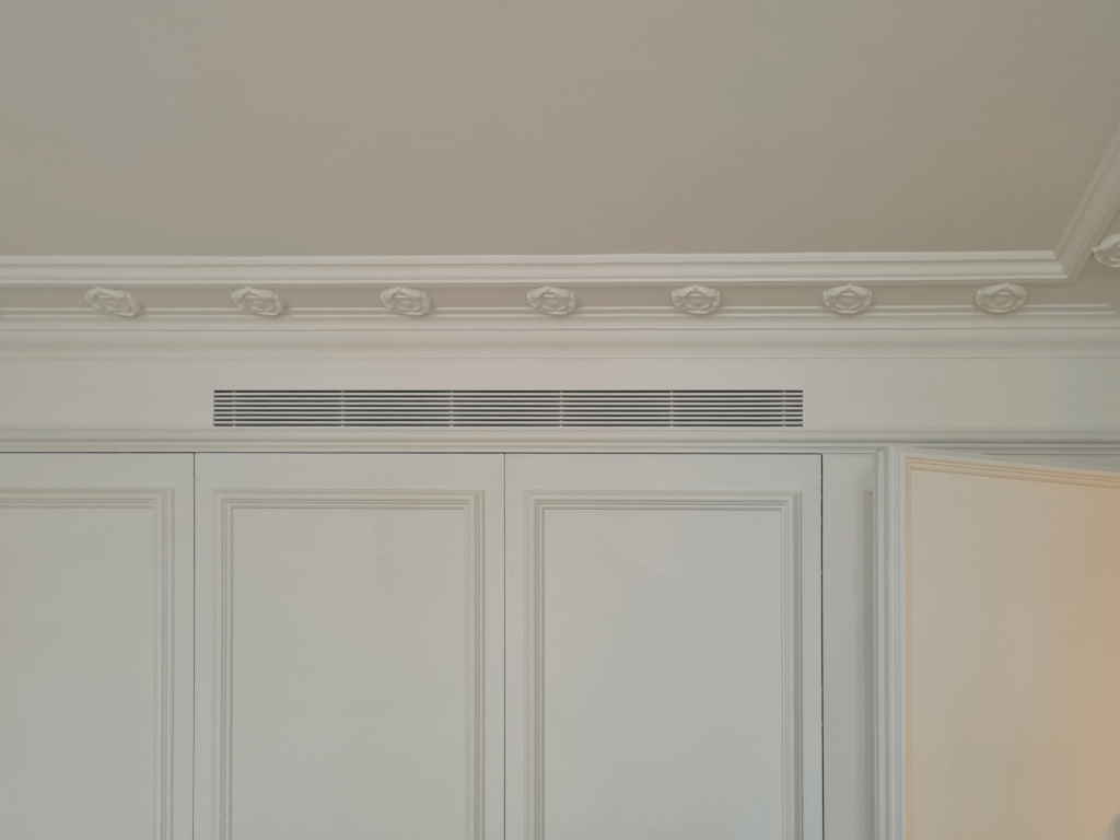 Linear bar grille for air conditioning in a luxury Notting Hill townhouse